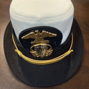 Men's Black and White Military Style Hat